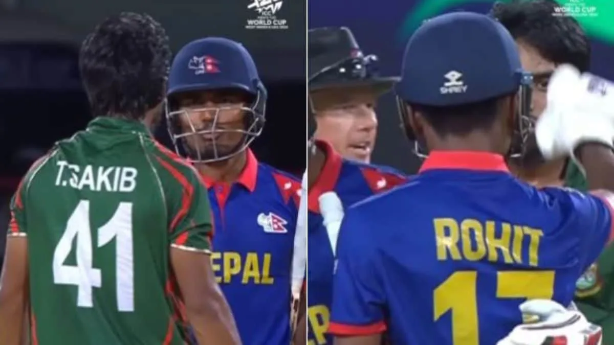 WATCH: Nepal Captain Rohit Paudel's 'Go Away' Gesture to Tanzim Shakib Amid Heated Verbal Exchange